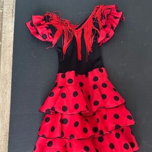 Red and Black Polka Dot Flamenco Dress